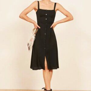 Reformation Persimmon Crepe Square-Neck Midi Dress Size 12